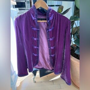 Velvet & silk vintage jacket frog closure purple Small/Medium